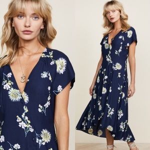 Free People Lost In You Navy Floral Midi Dress